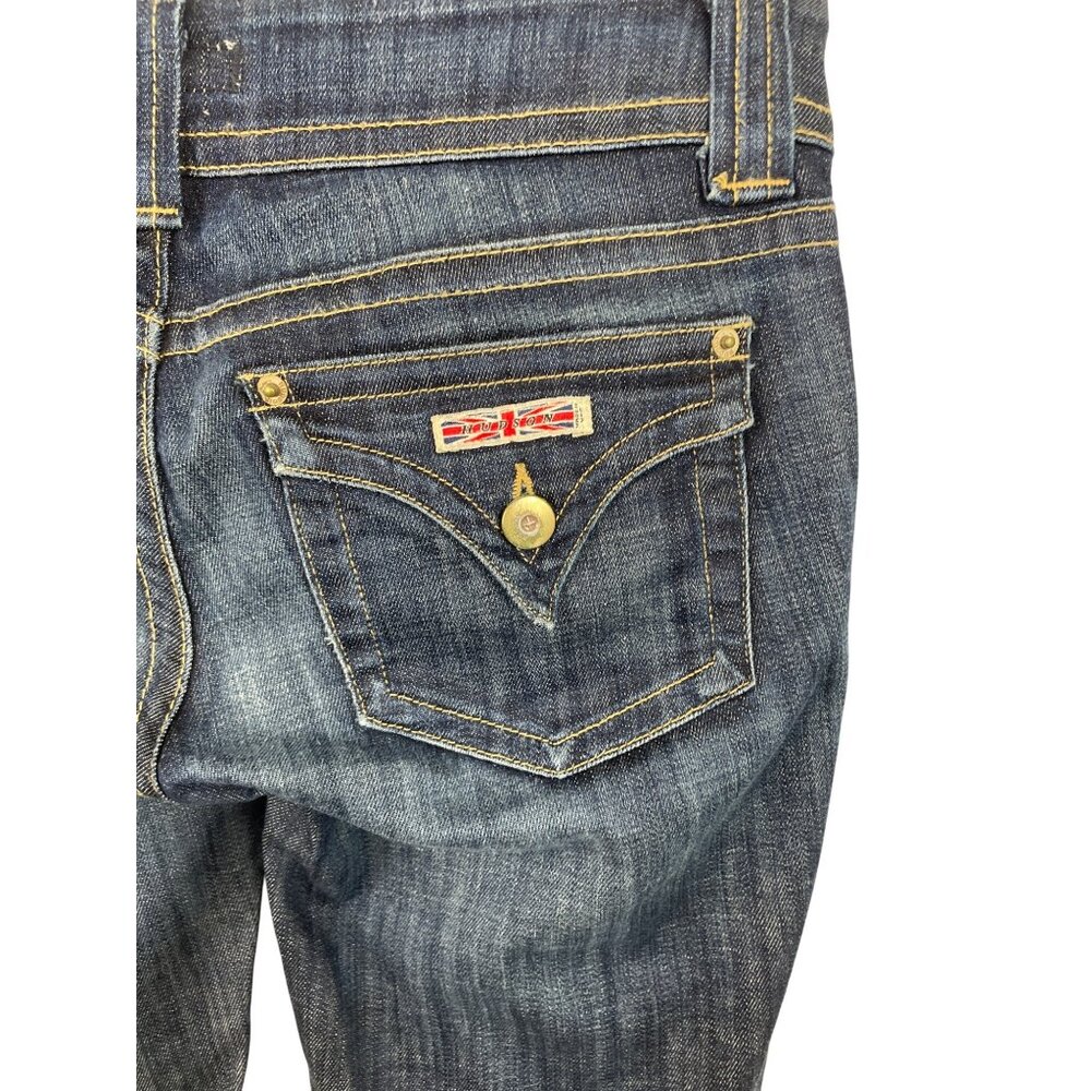 Hudson Women’s Size 27 Beth Baby Boot Cut Blue Flap Back Pocket Blue Denim Jeans - Picture 5 of 9